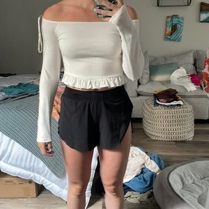 Ruffle off the shoulder long sleeve